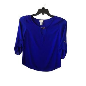 Taura Womens Size M  3/4 Length Sleeves Cobalt Blue Blouse